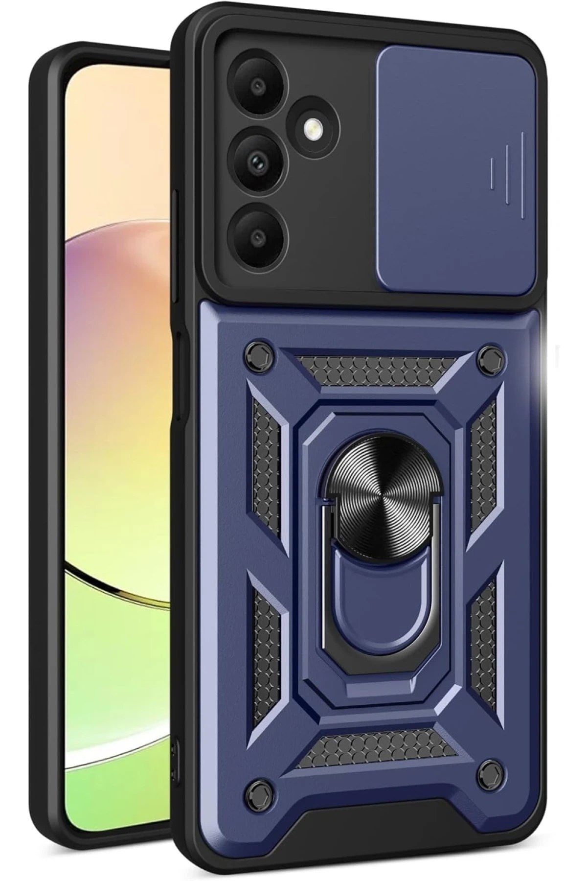 Mey İthalat® Samsung Galaxy M15 Kılıf Pars Lens Yüzüklü Silikon - Lacivert
