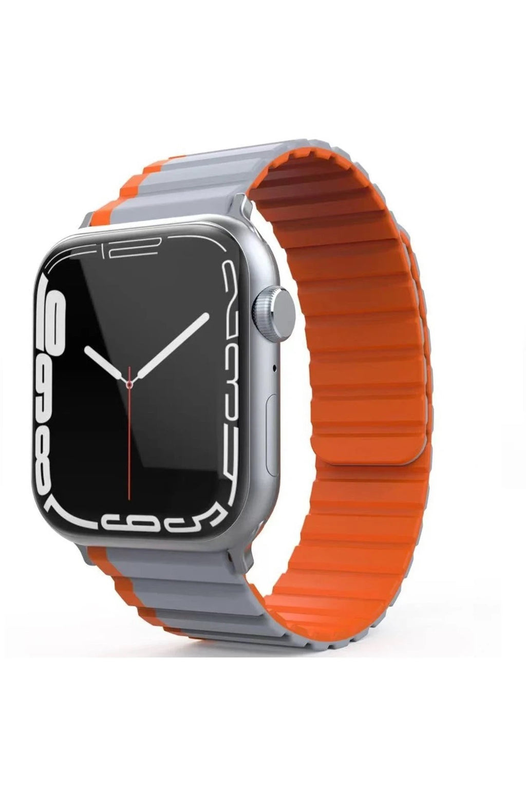 Mey İthalat® Watch 42mm MO-WB1 Çift Renk Mıknatıslı Silikon Kordon - Gri-Turuncu