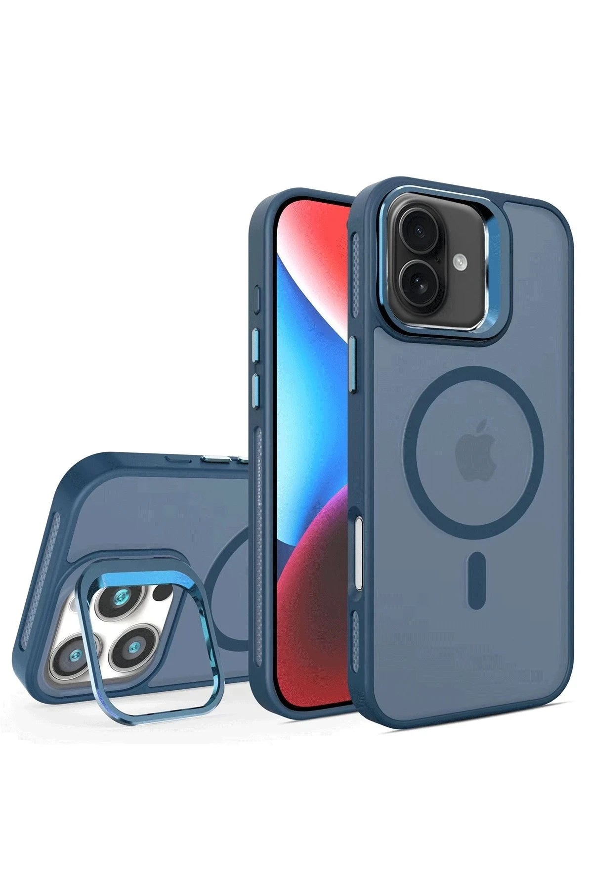 Mey İthalat® iPhone 16 Plus Flet Lens Magsafe Kapak - Lacivert