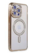 Mey İthalat® iPhone 15 Pro Max Kılıf Joke Simli Magneticsafe Kılıf - Gold