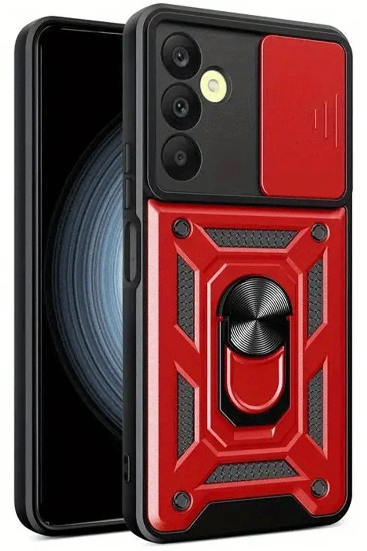Mey İthalat® Samsung Galaxy S24 FE Pars Lens Yüzüklü Silikon - Kırmızı
