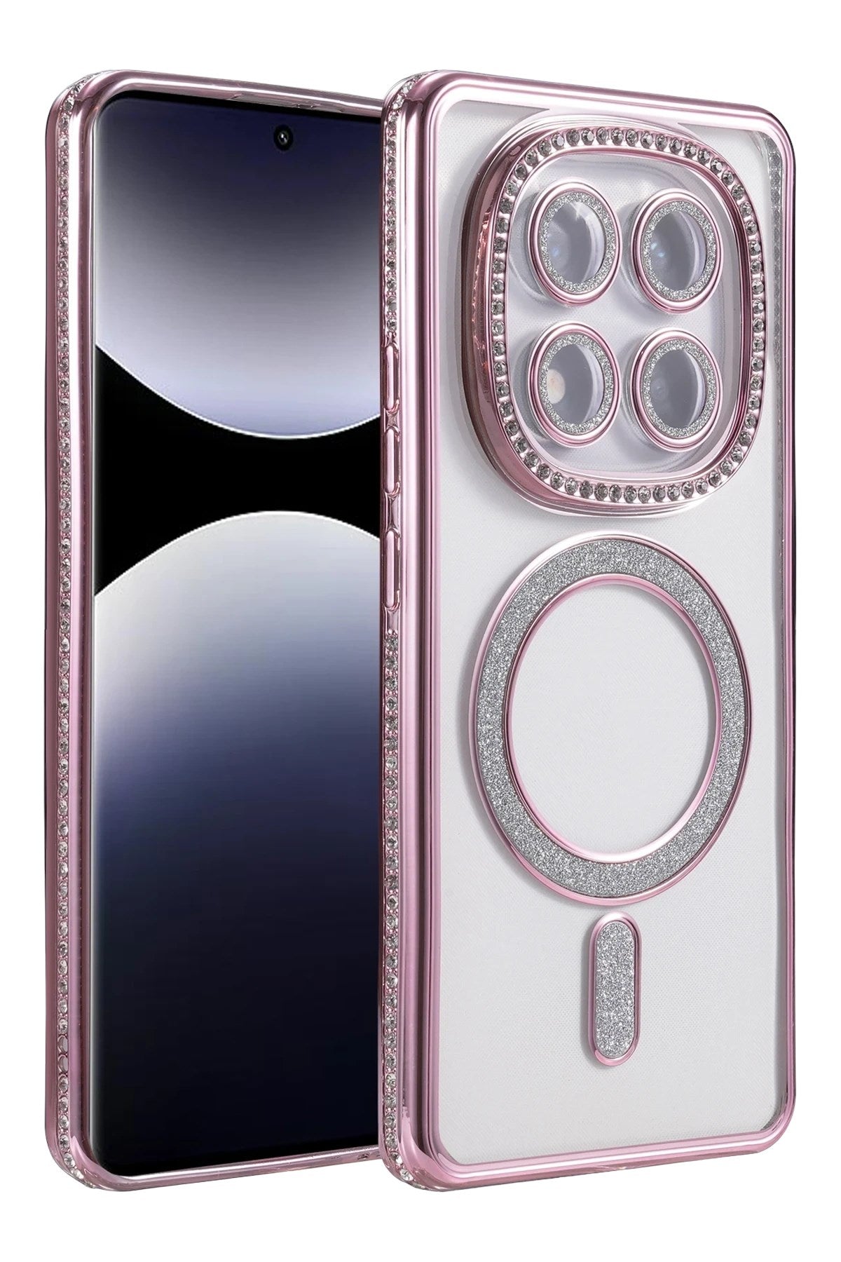 Mey İthalat® Redmi Note 14 Pro 5G Joke Simli Magneticsafe Kılıf - Pembe