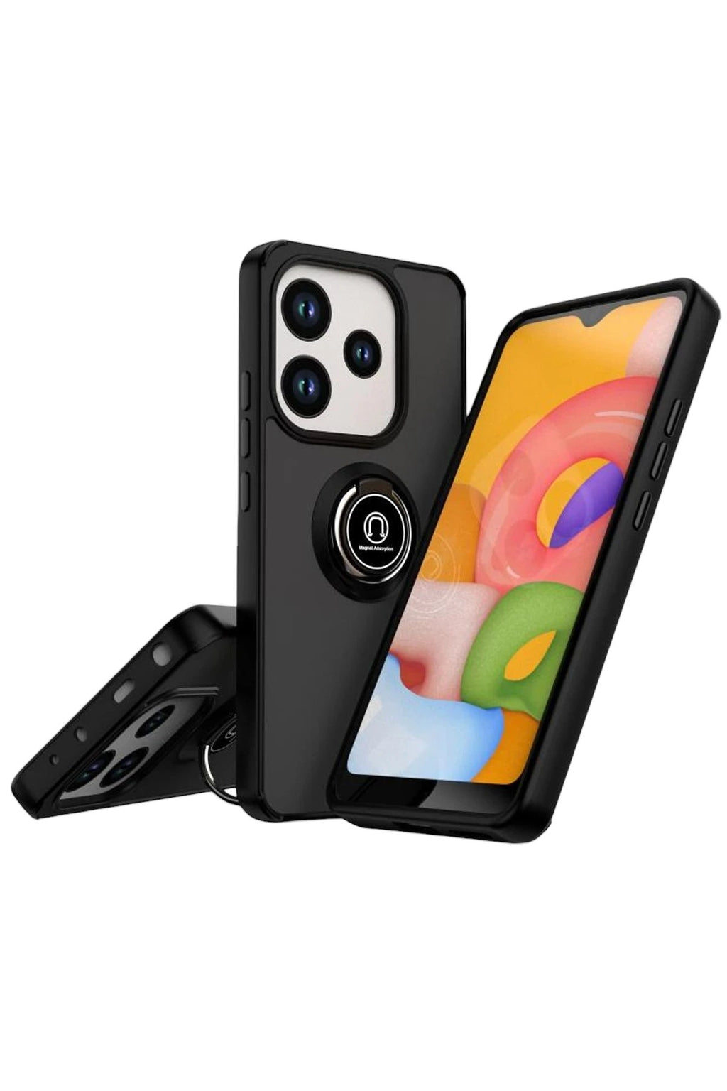 Mey İthalat® Redmi Note 14 4G Montreal Yüzüklü Silikon Kapak - Siyah