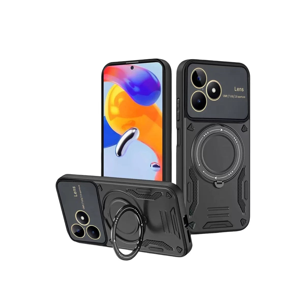 Mey İthalat® Realme C53 Kılıf Joy Lens Standlı Kapak - Siyah