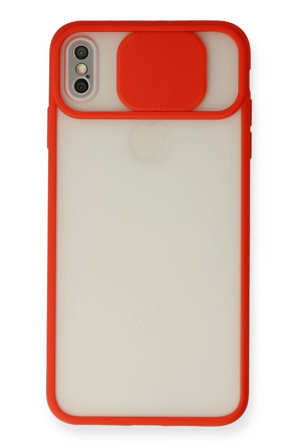 Mey İthalat® iPhone XS Max Kılıf Palm Buzlu Kamera Sürgülü Silikon - Kırmızı