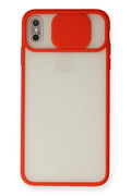 Mey İthalat® iPhone XS Max Kılıf Palm Buzlu Kamera Sürgülü Silikon - Kırmızı