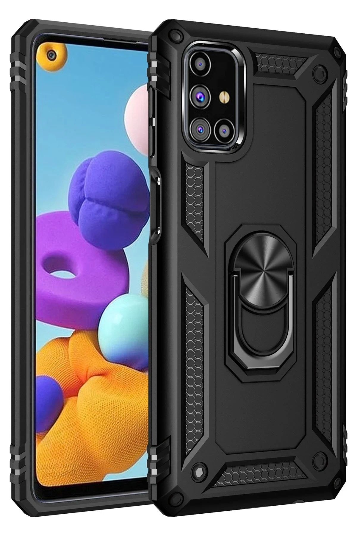 Mey İthalat® Samsung Galaxy M51 Kılıf Sofya Yüzüklü Silikon Kapak - Siyah