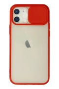 Mey İthalat® iPhone 12 Kılıf Palm Buzlu Kamera Sürgülü Silikon - Kırmızı