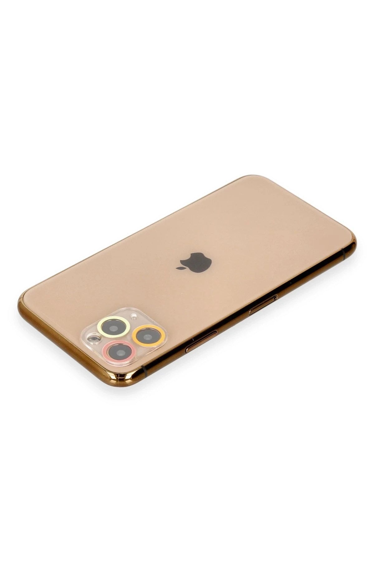 Mey İthalat® iPhone 11 Pro Max Renkli Kamera Lens Koruma Cam - Turuncu-Kırmızı