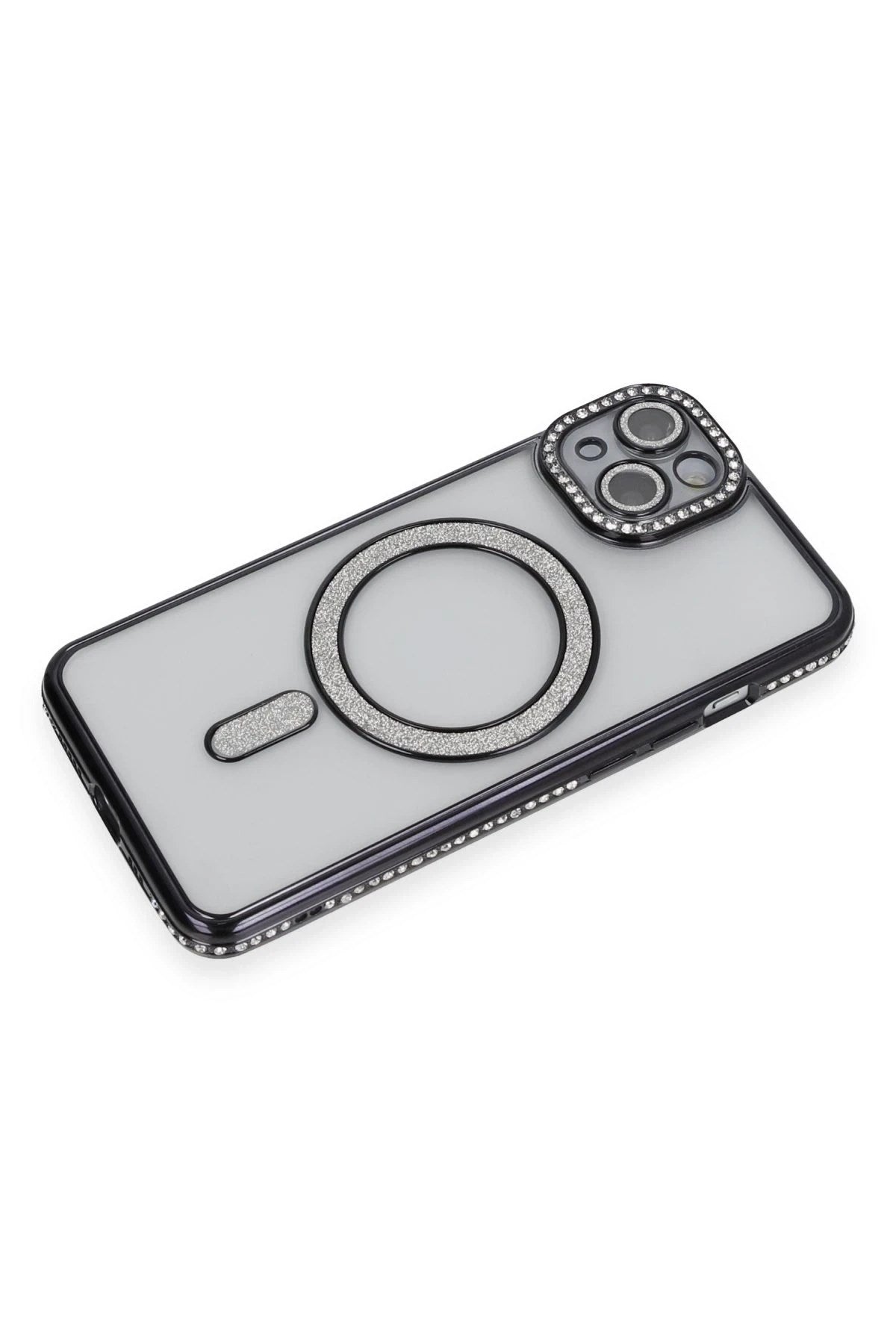 Mey İthalat® iPhone 14 Kılıf Joke Simli Magneticsafe Kılıf - Siyah