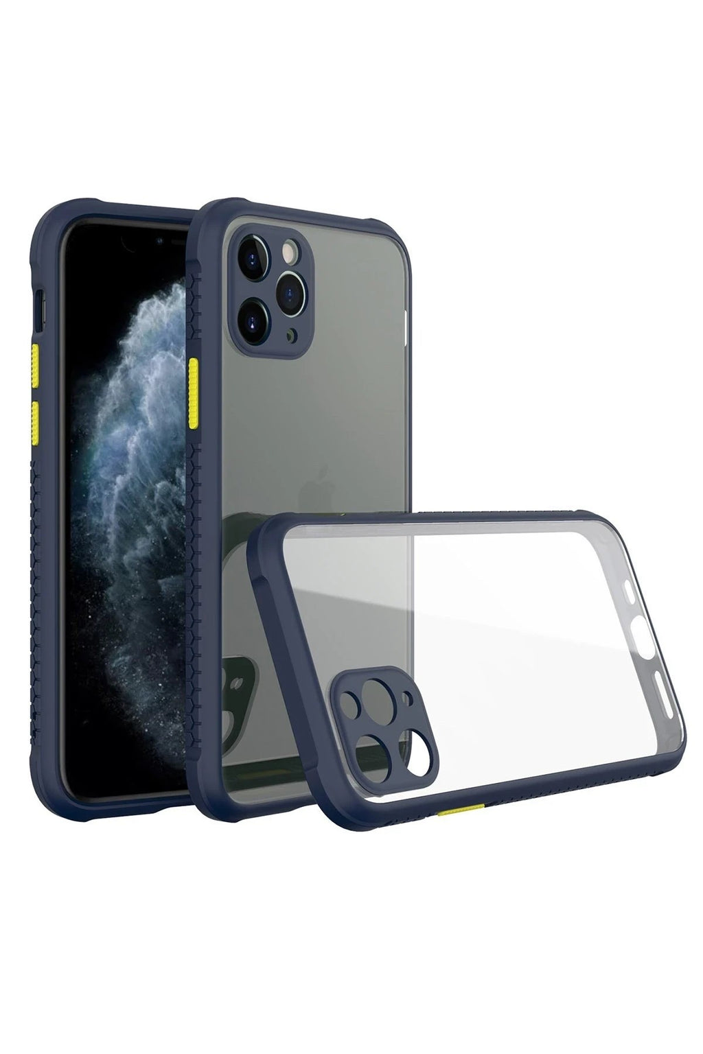Mey İthalat® iPhone 11 Pro Max Kılıf Miami Şeffaf Silikon - Lacivert