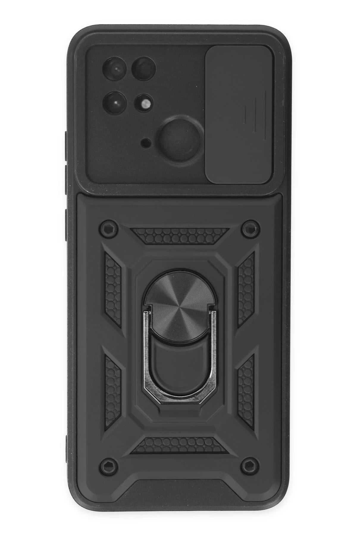 Mey İthalat® Redmi 10C Kılıf Pars Lens Yüzüklü Silikon - Siyah