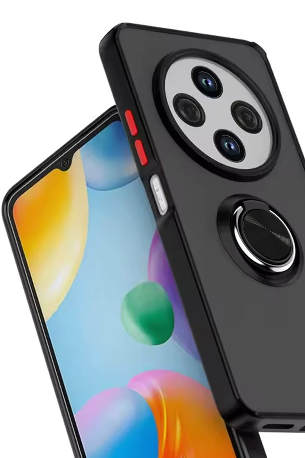 Mey İthalat® Redmi 14C Kılıf Montreal Yüzüklü Silikon Kapak - Kırmızı