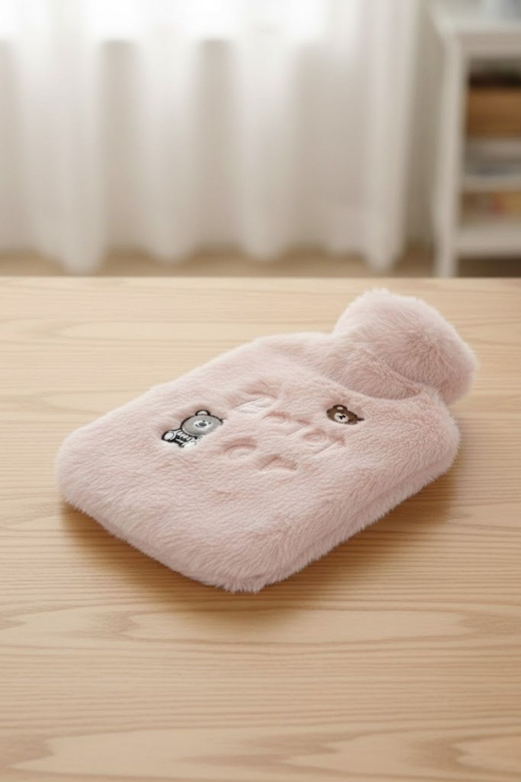Işıklı Ayıcıklı Figürlü Pembe Peluş Sıcak Su Torbası 1 Lt – Yumuşak Kılıf, Uzun Süre Sıcak Tutan Termal Su Torbası