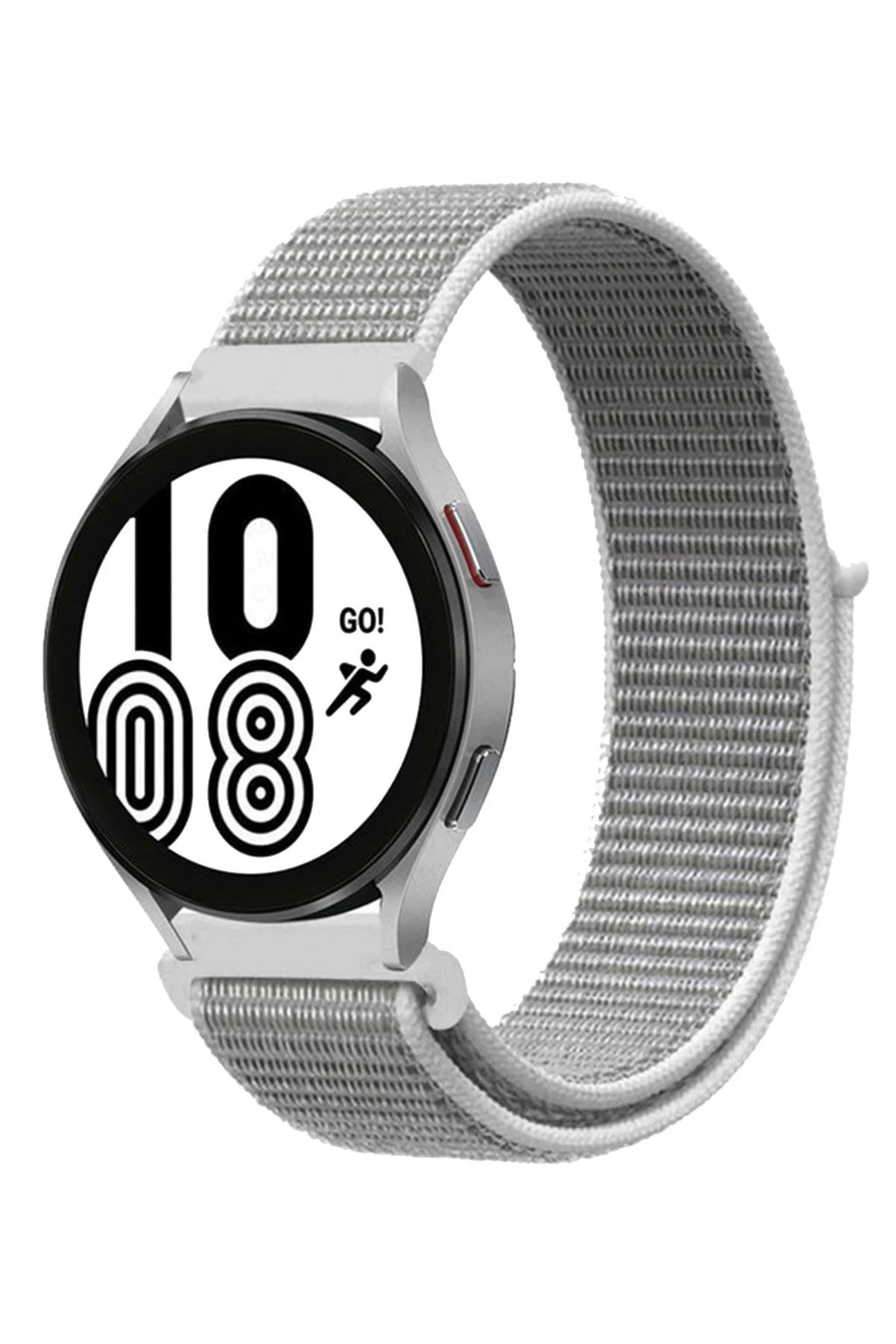 Mey İthalat® Samsung Galaxy Watch 4 Hasırlı Cırtcırtlı Kordon - Beyaz