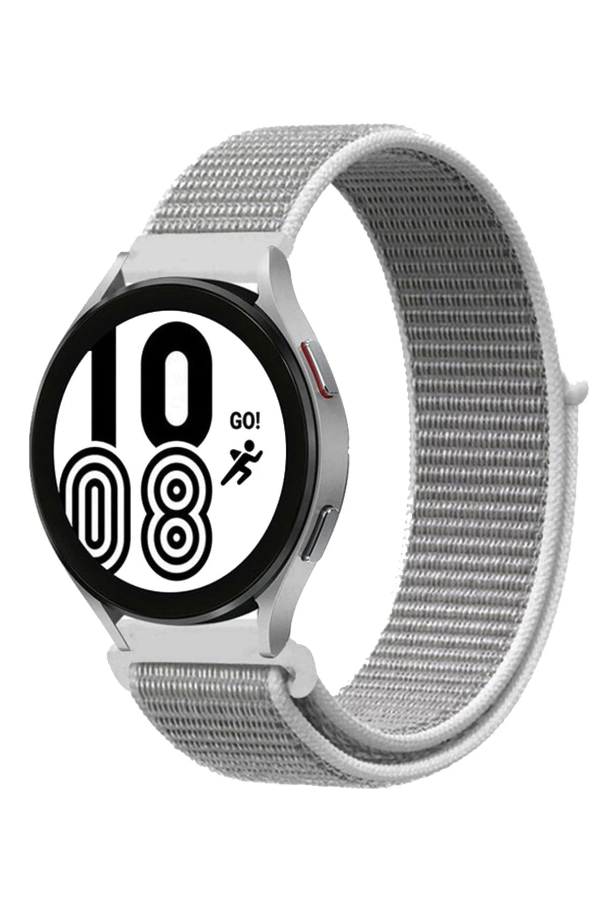 Mey İthalat® Samsung Galaxy Watch 4 Hasırlı Cırtcırtlı Kordon - Beyaz