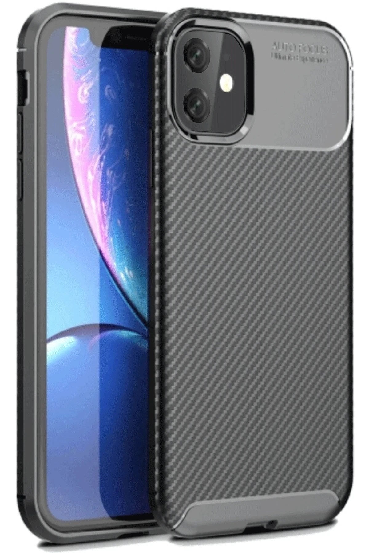 Mey İthalat® iPhone 11 Kılıf Auto Focus Karbon Kapak - Siyah