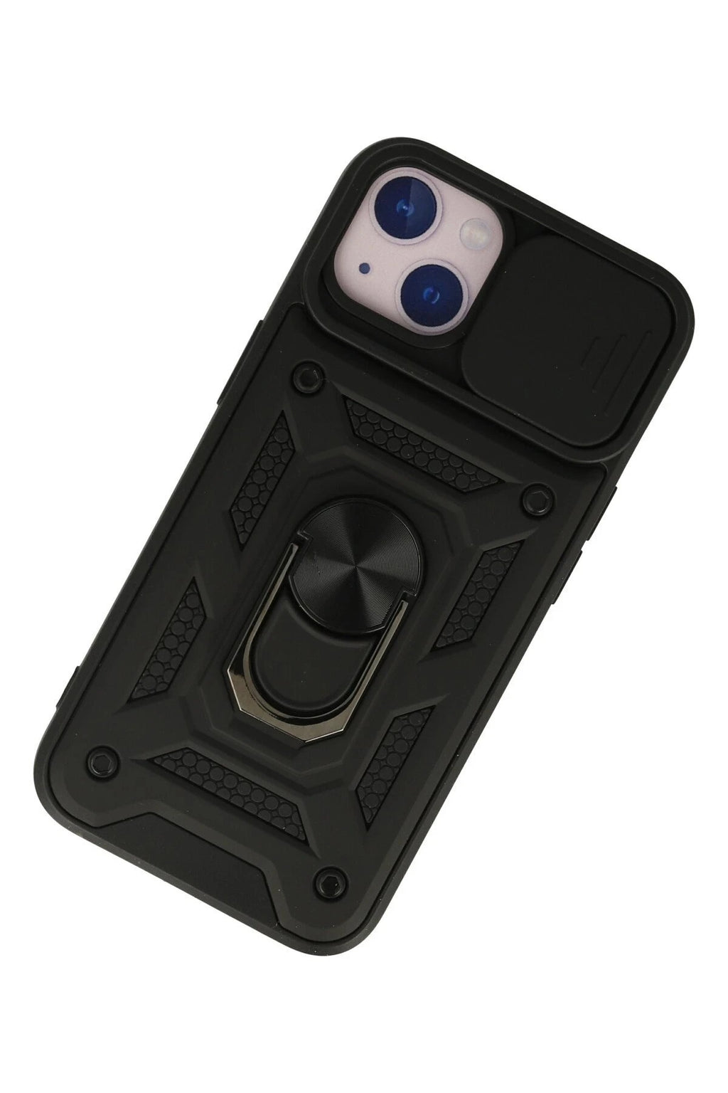 Mey İthalat® iPhone 13 Kılıf Pars Lens Yüzüklü Silikon - Siyah