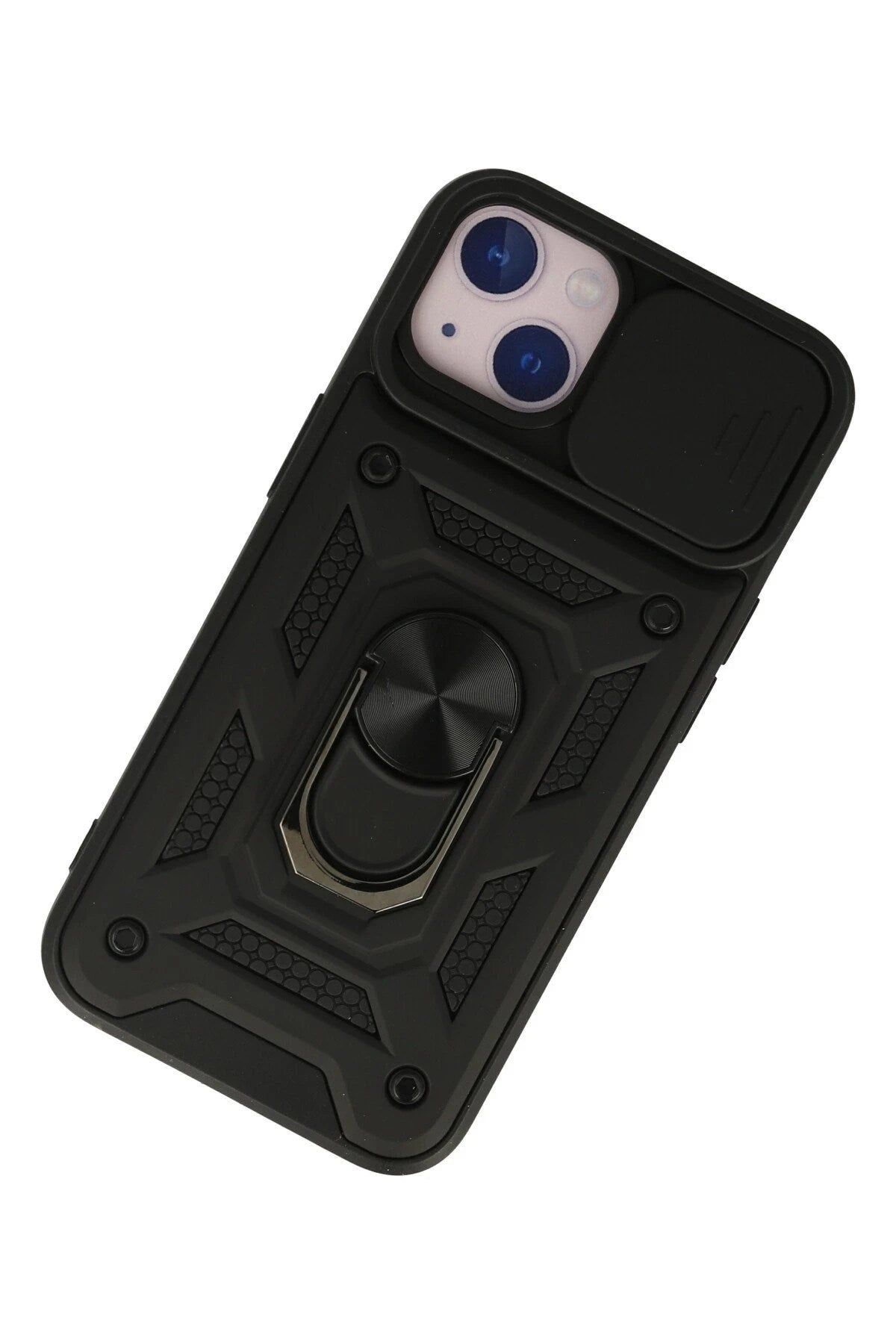 Mey İthalat® iPhone 13 Kılıf Pars Lens Yüzüklü Silikon - Siyah