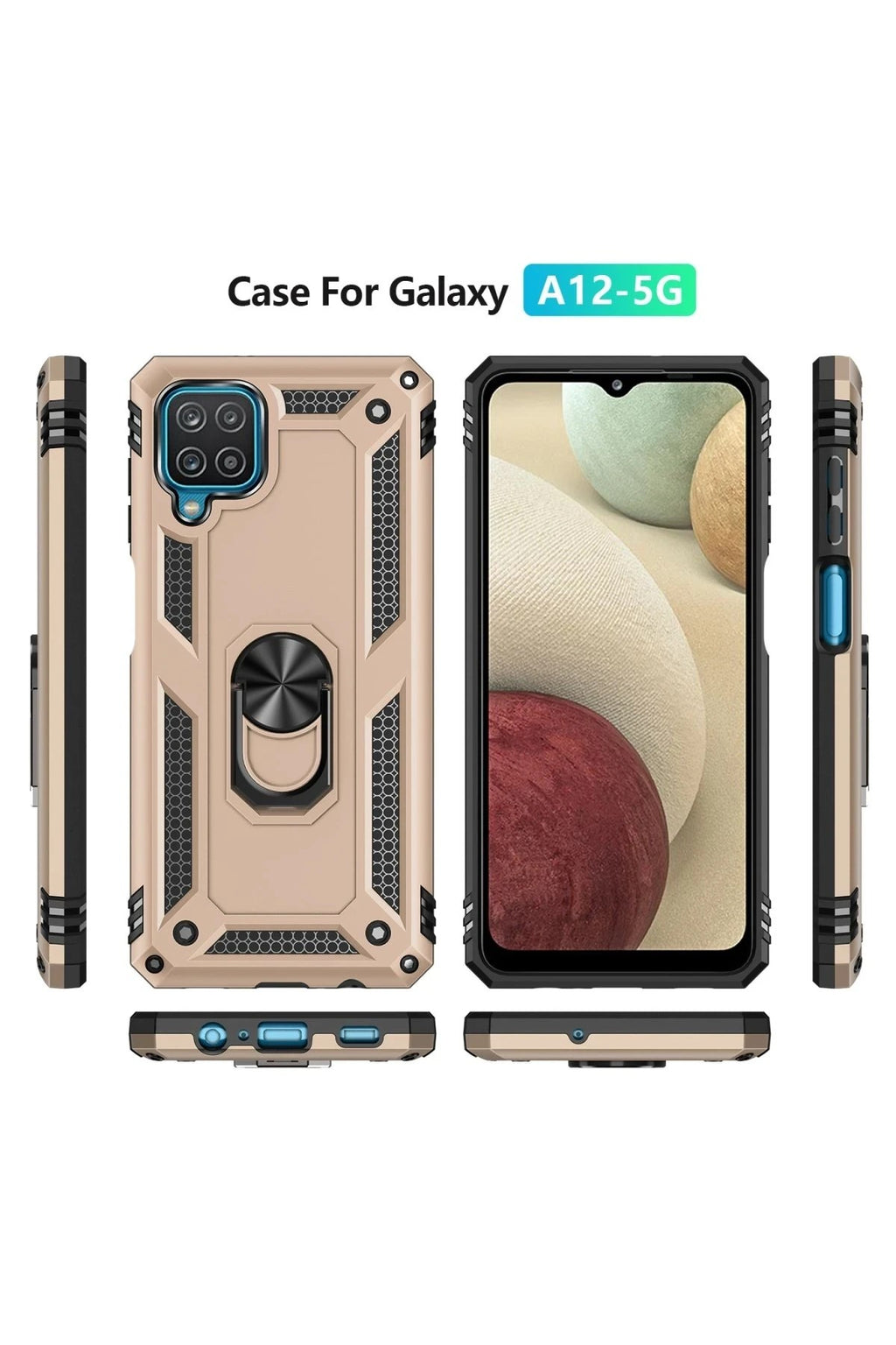 Mey İthalat® Samsung Galaxy A22 Kılıf Sofya Yüzüklü Silikon Kapak - Gold