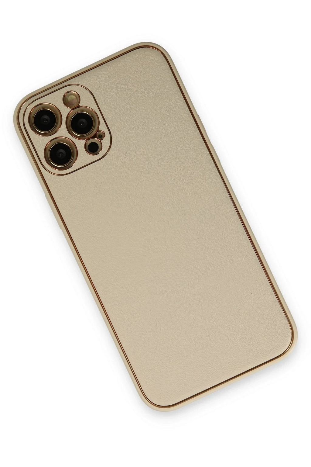 Mey İthalat® iPhone 12 Pro Kılıf Coco Deri Silikon Kapak - Gold