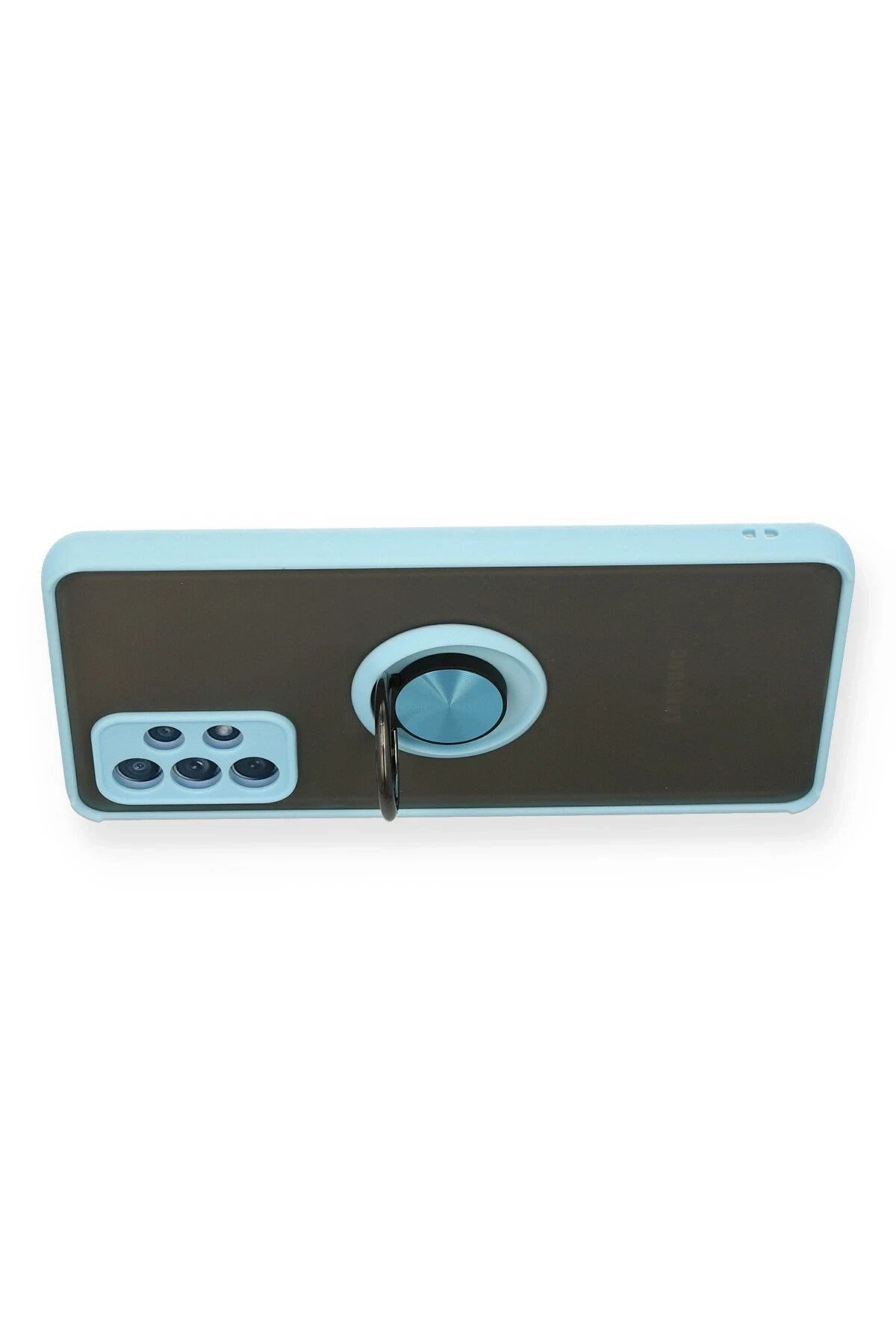 Mey İthalat® Samsung Galaxy A72 Kılıf Montreal Yüzüklü Silikon Kapak - Buz Mavi