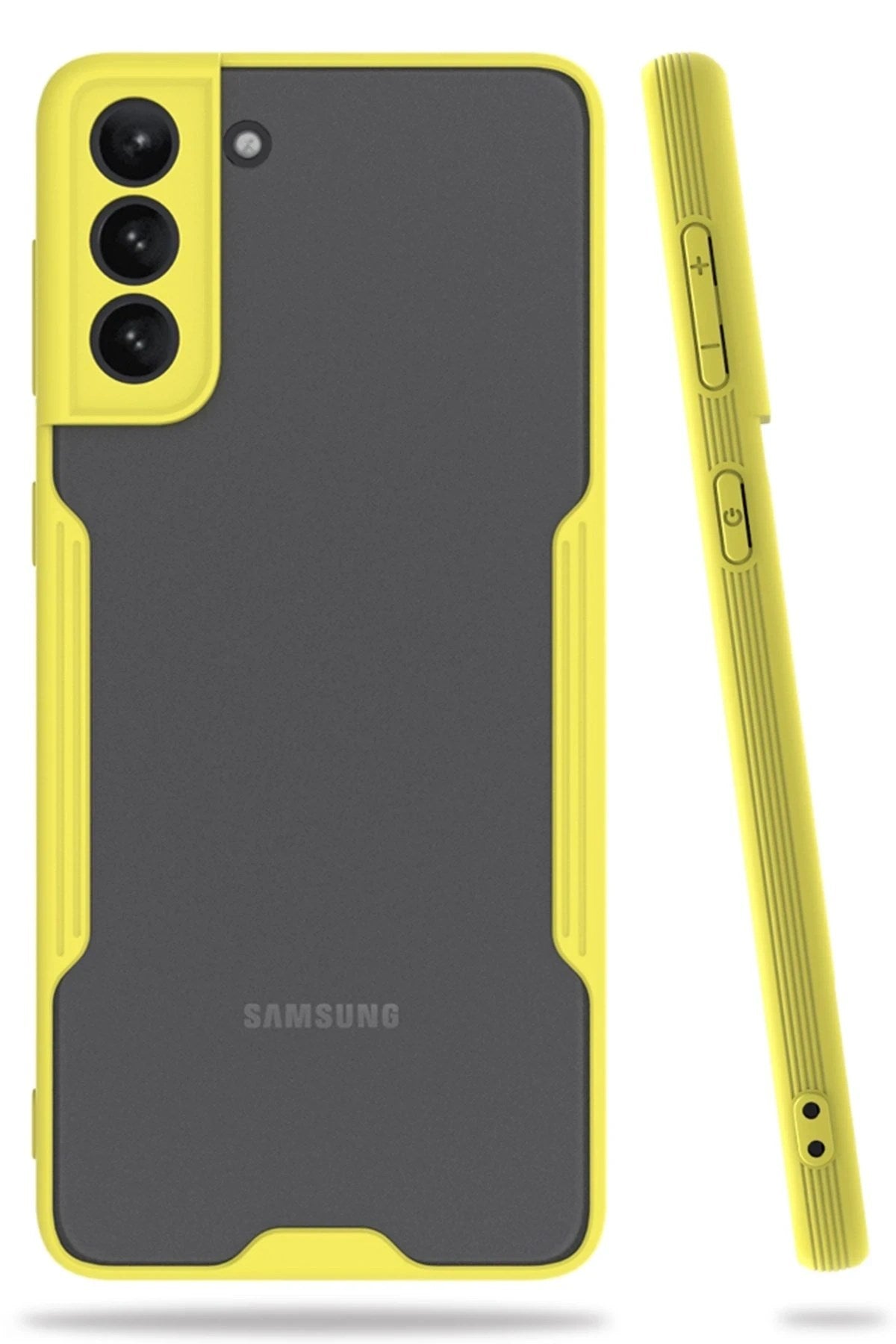 Mey İthalat® Samsung Galaxy S21 Plus Kılıf Platin Silikon - Sarı