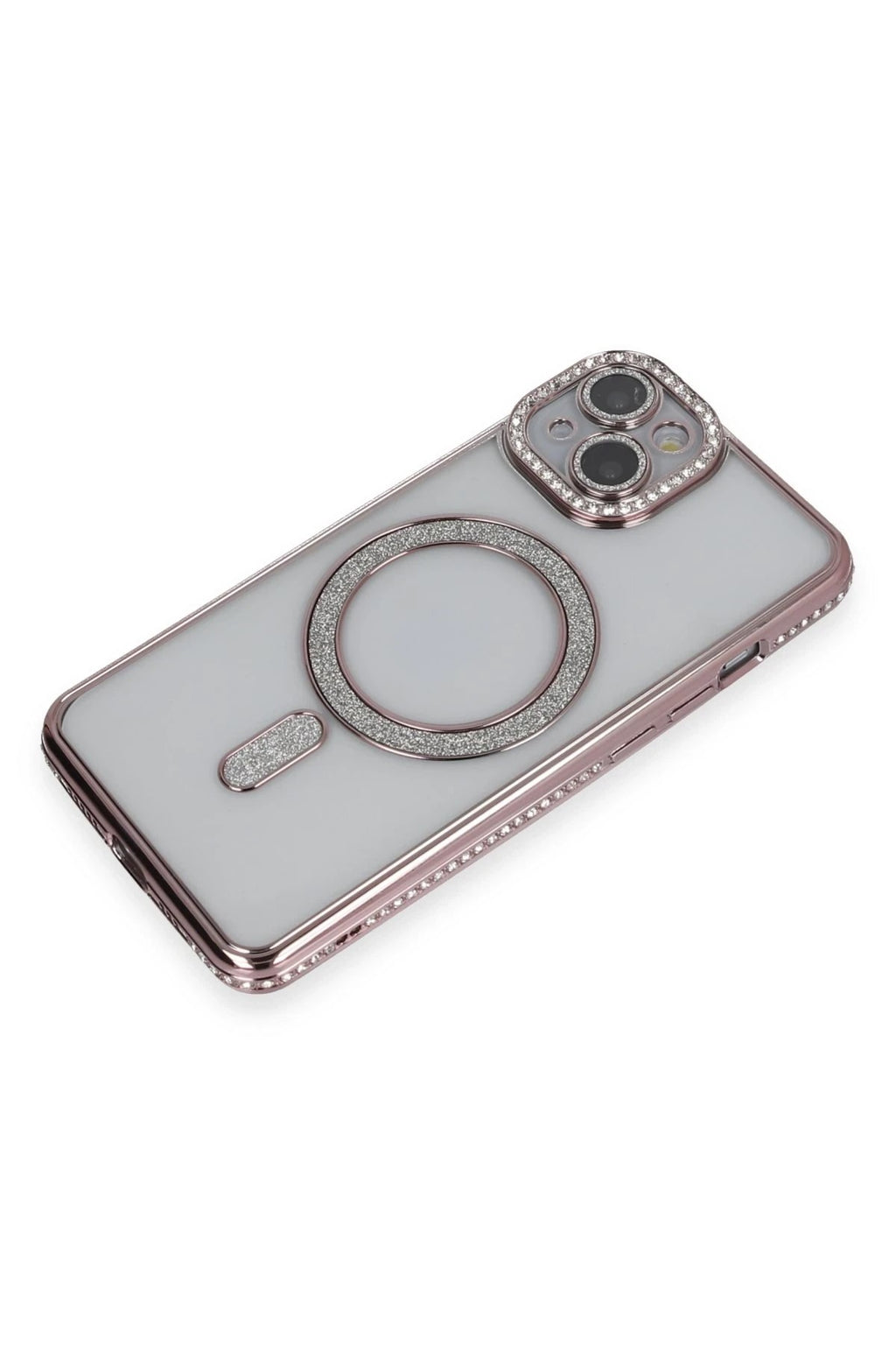 Mey İthalat® iPhone 14 Kılıf Joke Simli Magneticsafe Kılıf - Pembe