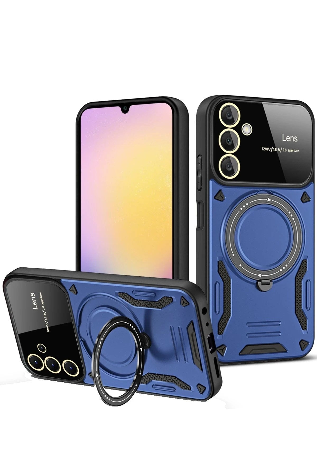 Mey İthalat® Samsung Galaxy S25 Kılıf Joy Lens Standlı Kapak - Lacivert