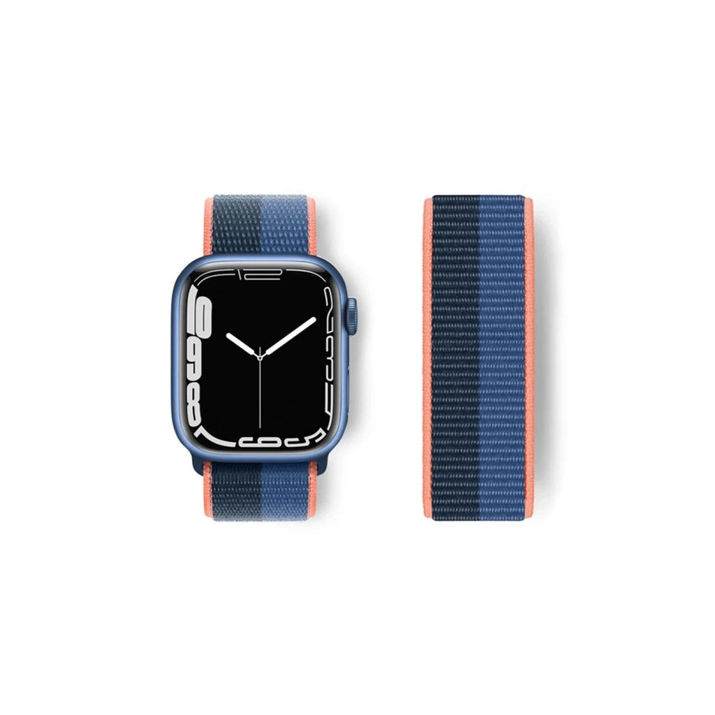 Mey İthalat® Watch 38mm Hasırlı Cırtcırtlı Kordon - Siyah-Mavi