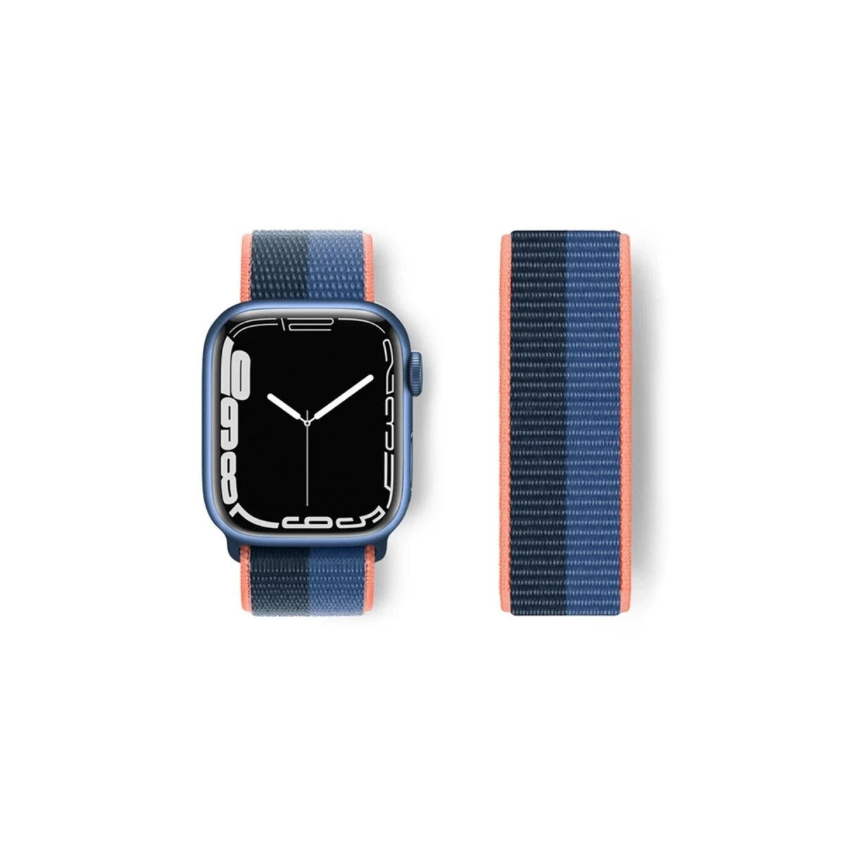 Mey İthalat® Watch 38mm Hasırlı Cırtcırtlı Kordon - Siyah-Mavi