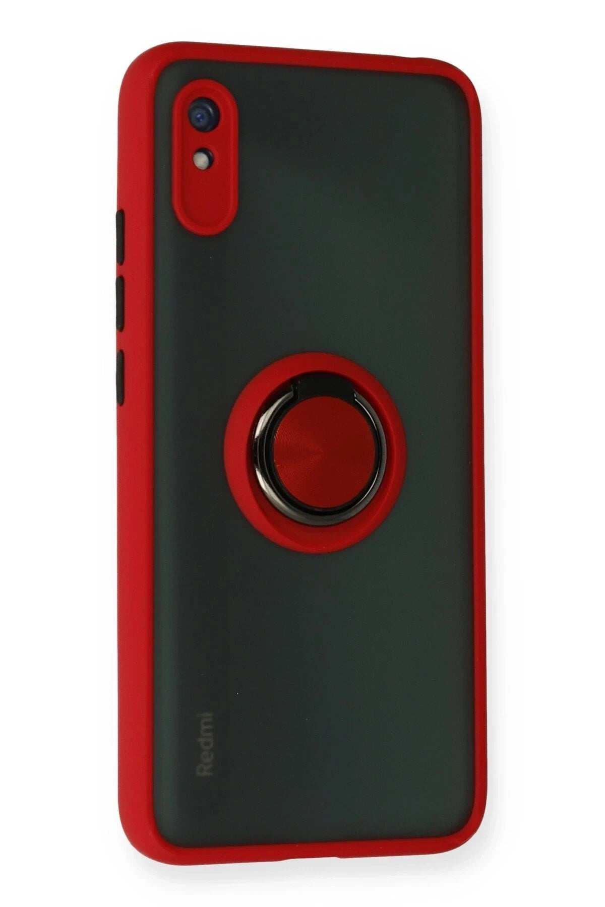Mey İthalat® Redmi 9A Kılıf Montreal Yüzüklü Silikon Kapak - Kırmızı