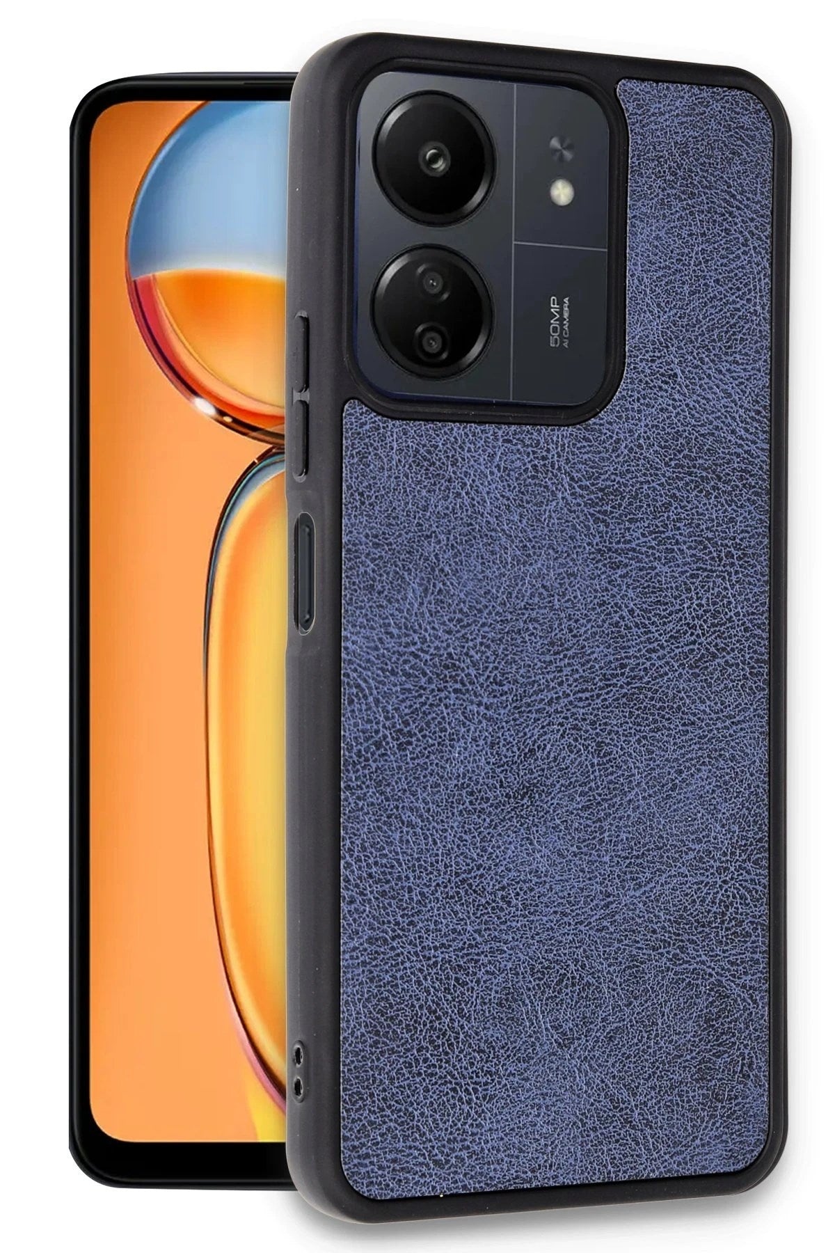 Mey İthalat® Redmi 13C Kılıf Aras Deri Kapak - Lacivert