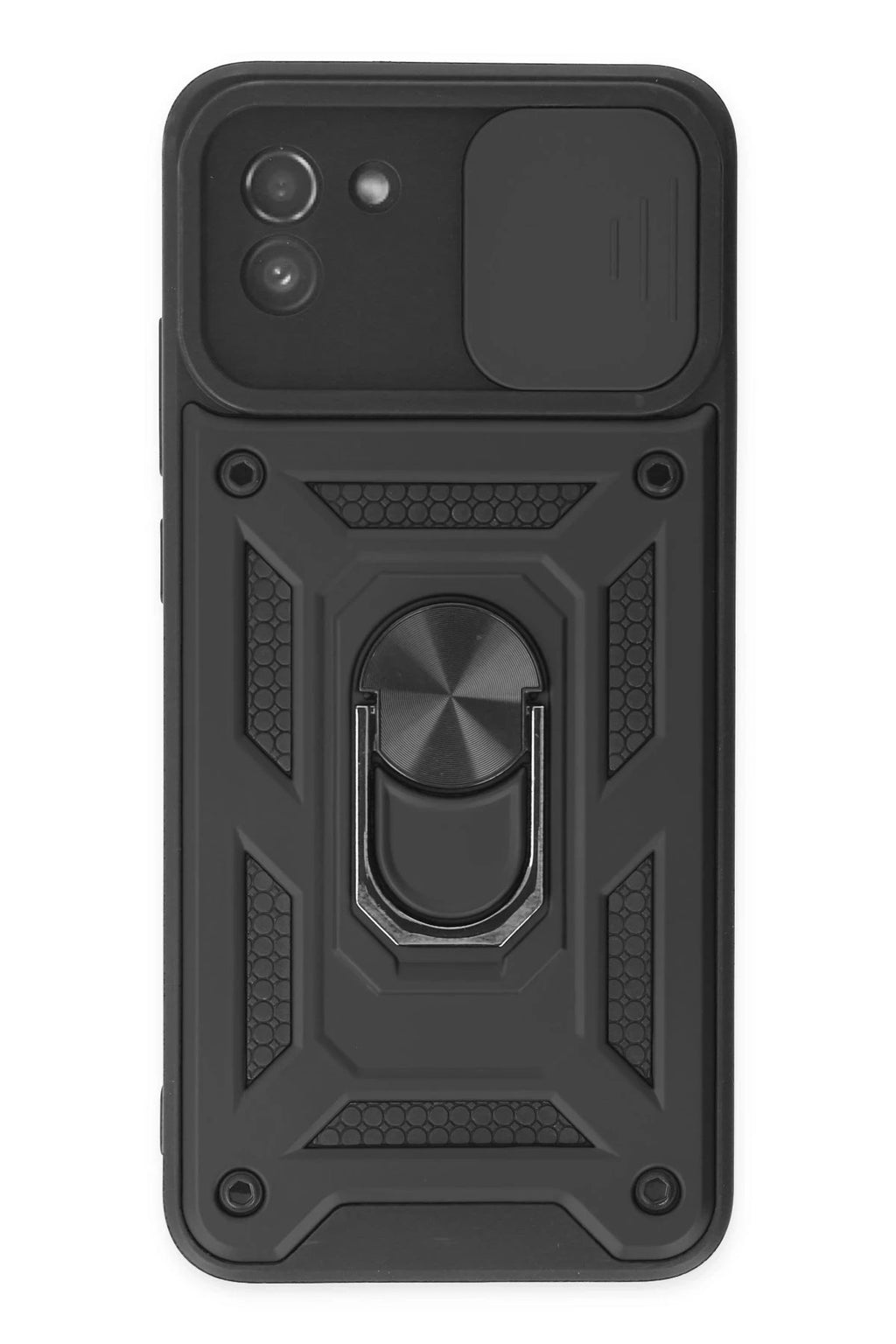 Mey İthalat® Samsung Galaxy A03 Kılıf Pars Lens Yüzüklü Silikon - Siyah