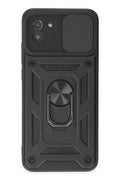 Mey İthalat® Samsung Galaxy A03 Kılıf Pars Lens Yüzüklü Silikon - Siyah