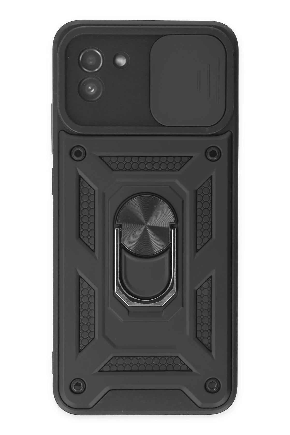 Mey İthalat® Samsung Galaxy A03 Kılıf Pars Lens Yüzüklü Silikon - Siyah