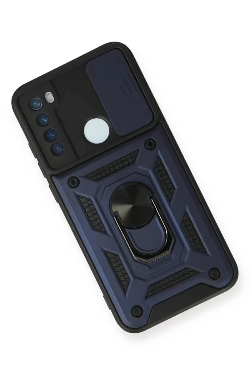 Mey İthalat® Redmi Note 8 Kılıf Pars Lens Yüzüklü Silikon - Lacivert