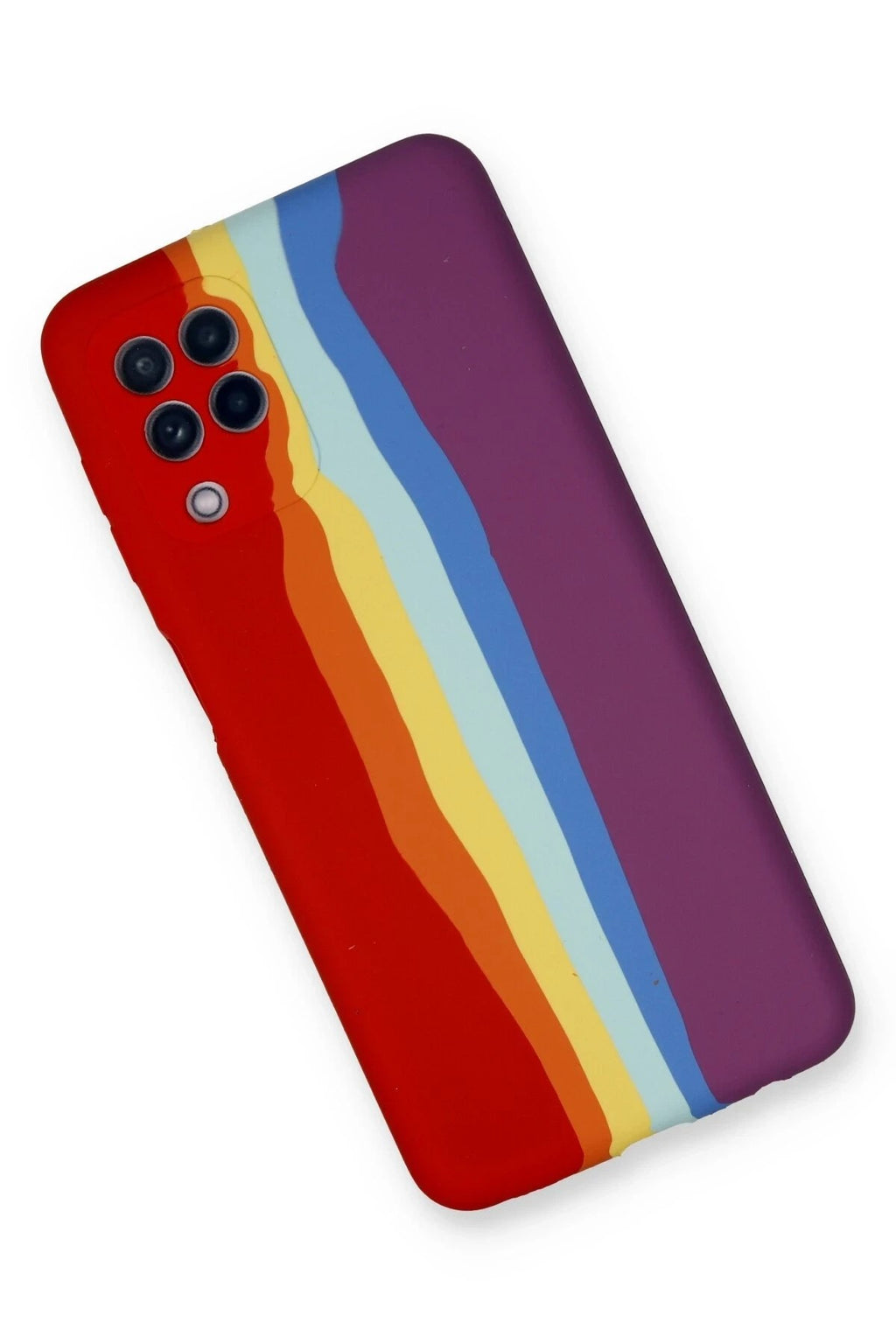 Mey İthalat® Samsung Galaxy A22 Kılıf Ebruli Lansman Silikon - Kırmızı-Mor