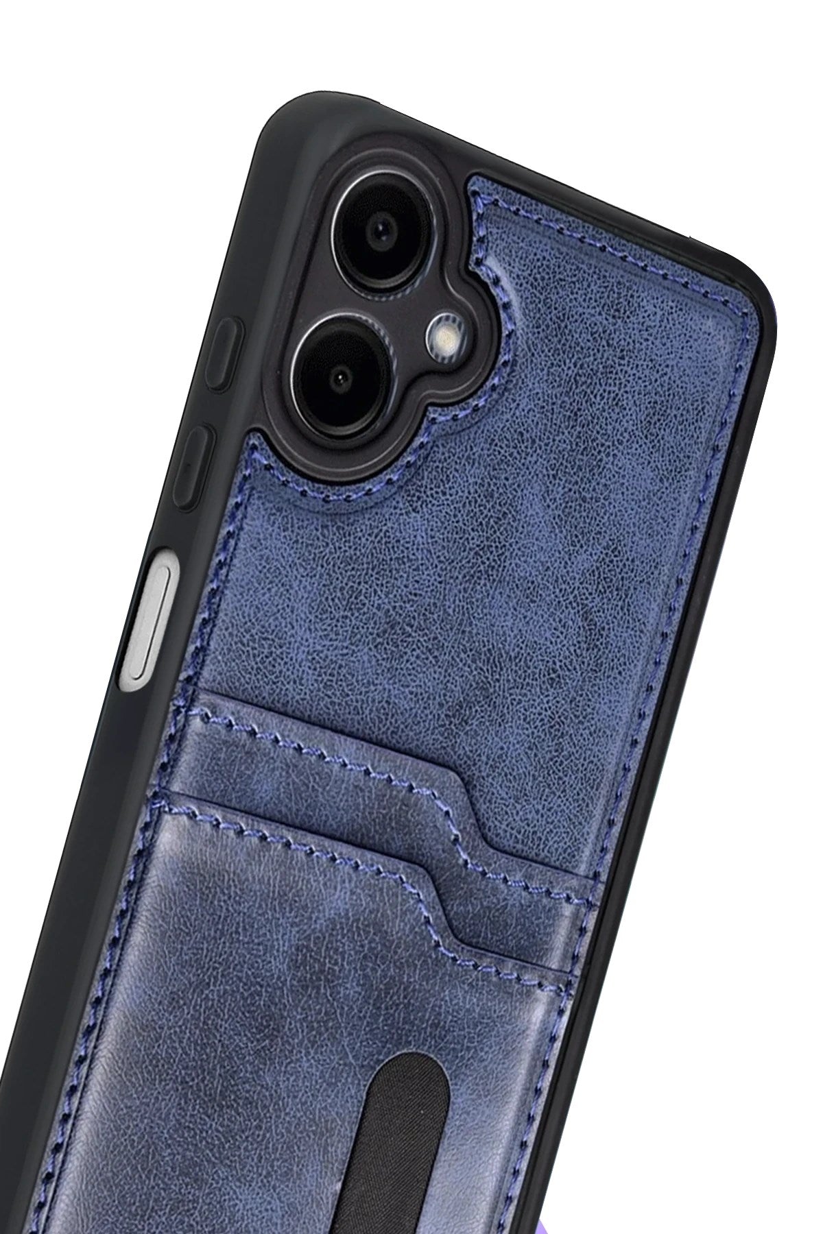 Mey İthalat® Samsung Galaxy A07 4G Sara Kartvizitli Deri Kılıf - Lacivert