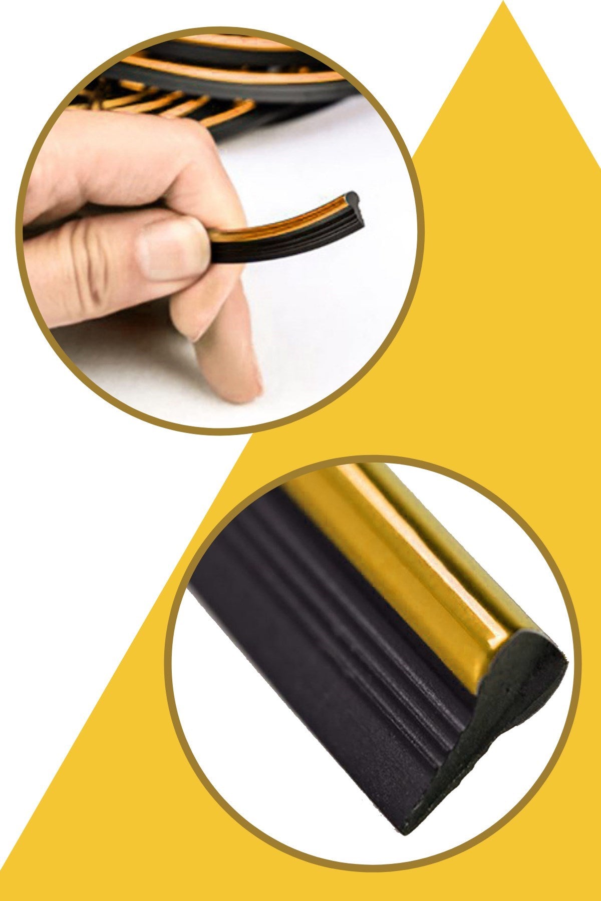 Gold Araba Oto Trim Dekorasyon Şeridi Kauçuk Elastik Kolay Kurulum 5 metre Şerit Bant