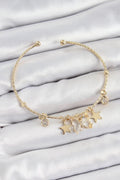 Mey İthalat® Pirinç Zirkon Taşlı Kelebek Ve Yıldız Model Gold Renk Charm Bileklik