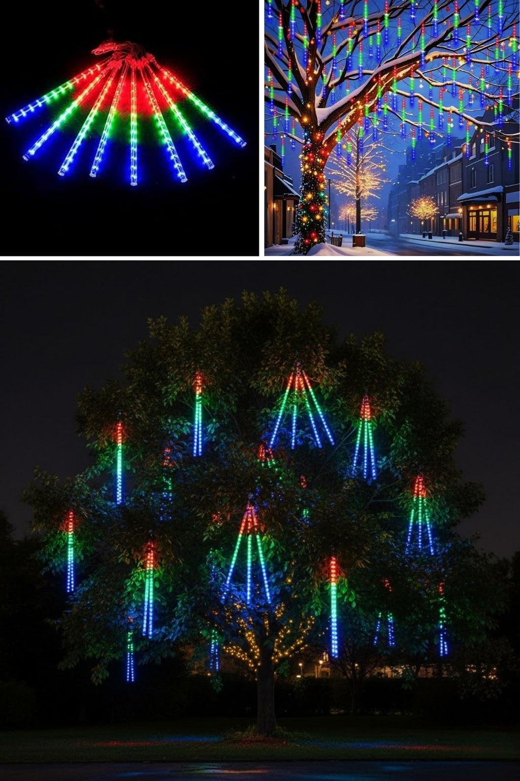 10'lu 45 CM Uzunluğunda Plastik Meteor 2m Kablo LED USB RGB Ağaç Işığı – Renk Değiştiren Asmalı Dekoratif Bahçe ve Dış Mekan Aydınlatması