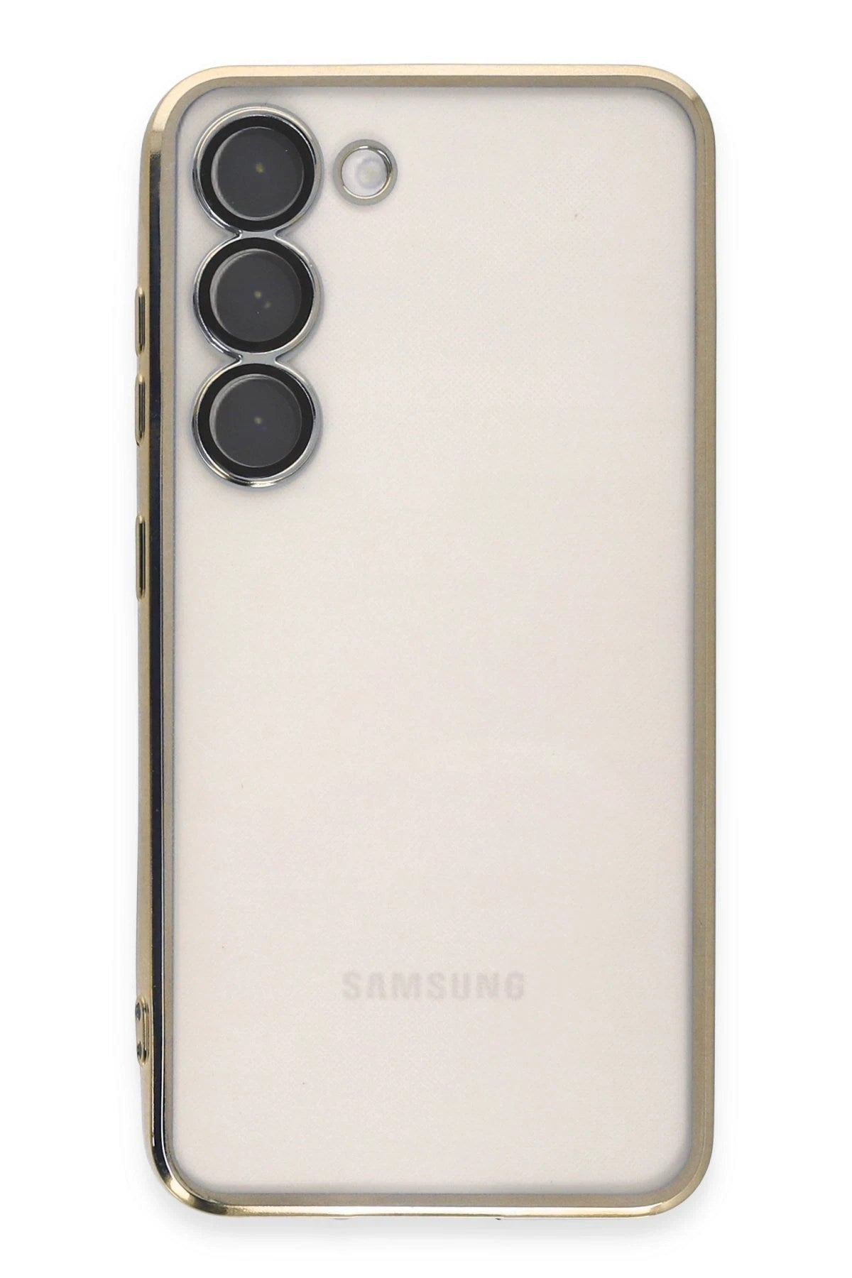 Mey İthalat® Samsung Galaxy S23 Plus Kılıf Lensli Silikon - Gold