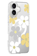 Mey İthalat® iPhone 16 Floral Magsafe Kapak - Sarı