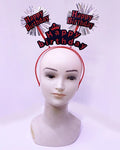 Mey İthalat® Happy Birthday Yazılı Püsküllü Neon Kırmızı Renk Doğum Günü Tacı 22x19 cm