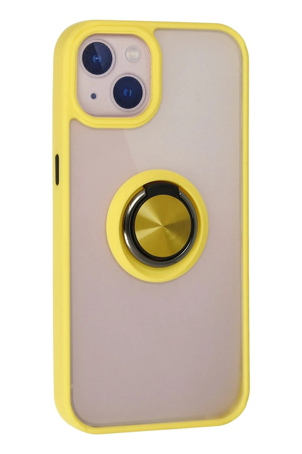 Mey İthalat® iPhone 15 Kılıf Montreal Yüzüklü Silikon Kapak - Sarı