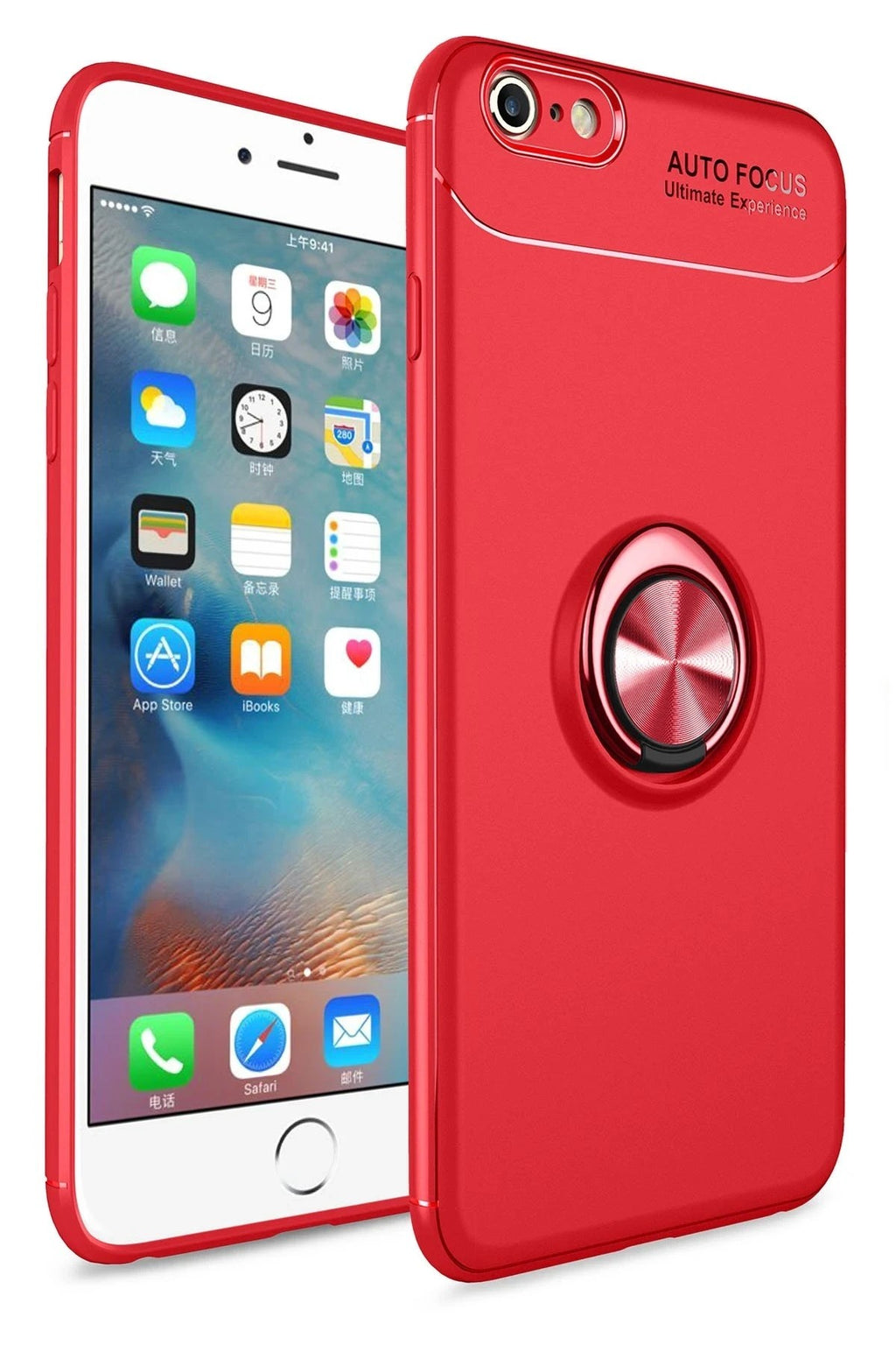 Mey İthalat® iPhone 6 Kılıf Range Yüzüklü Silikon - Kırmızı