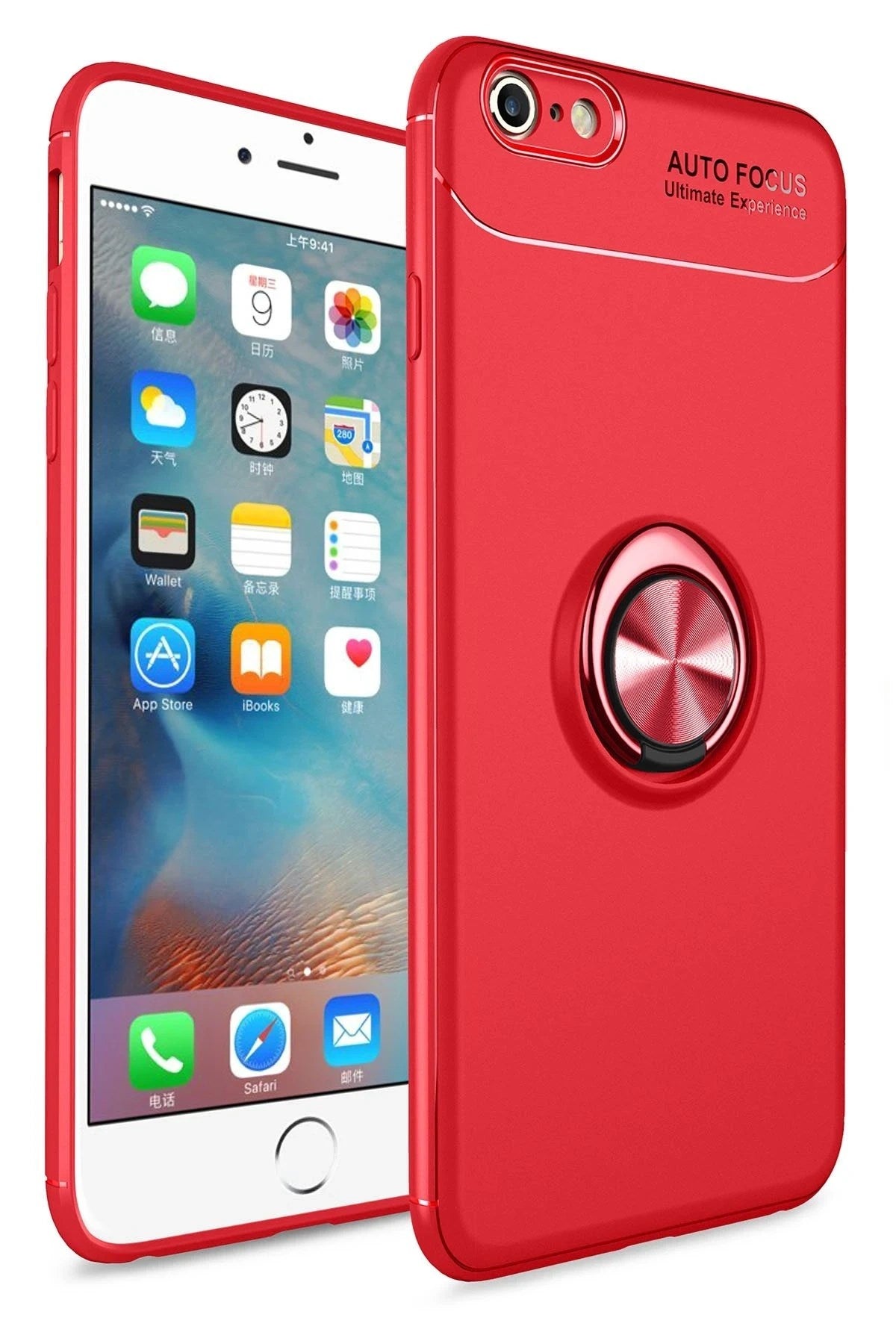 Mey İthalat® iPhone 6 Kılıf Range Yüzüklü Silikon - Kırmızı
