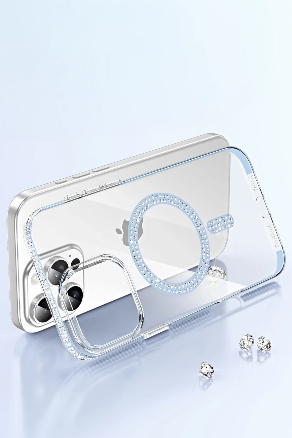 Mey İthalat® iPhone 15 Pro Move Taşlı Magsafe Kapak - Lila