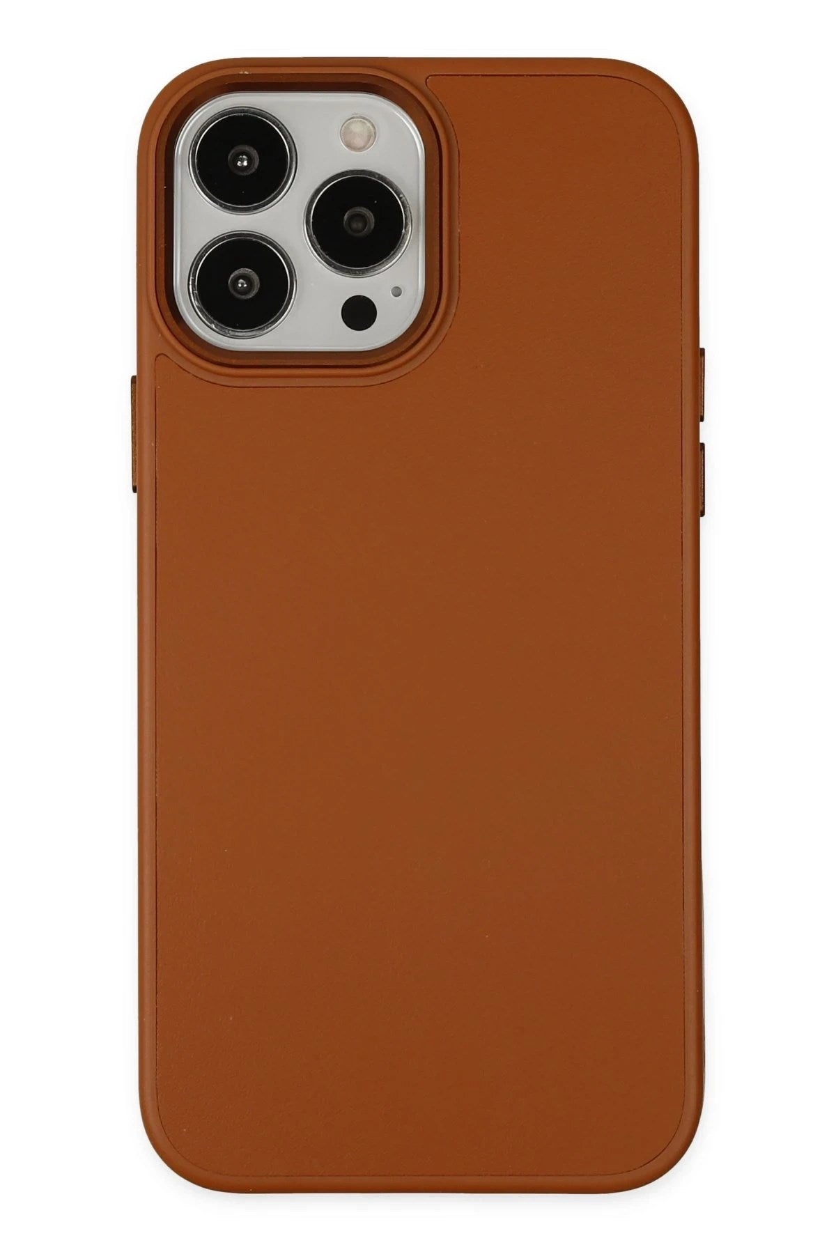 Mey İthalat® iPhone 13 Pro Kılıf Asya Deri Silikon - Kahverengi